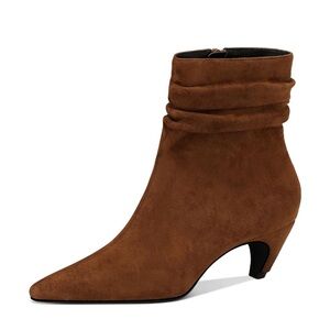 NEW! Brown Faux Suede Ankle Heeled Boots - Women’s 9
